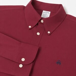 Brooks Brothers Shirt Mens XL Burgundy Regent Fit Non-Iron Stretch Button Down